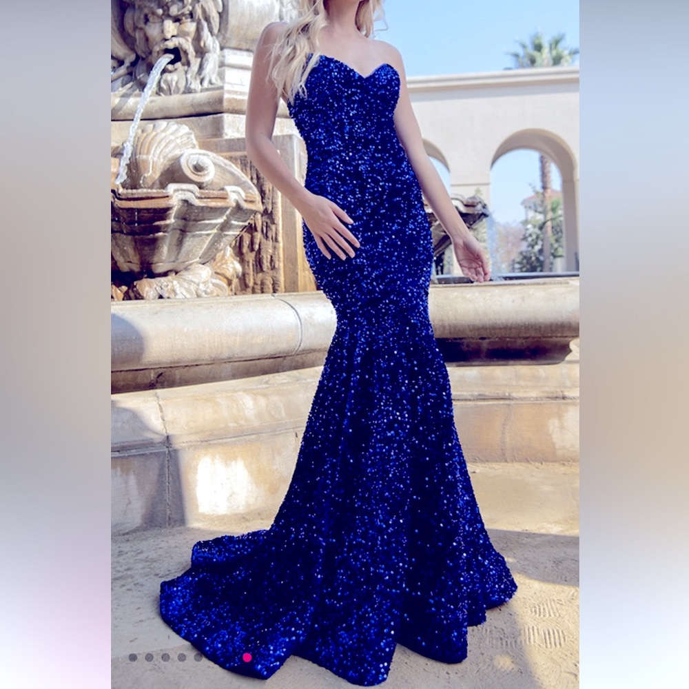 New Sequin Velvet Strapless Formal Dress - Sherri Hill #2959